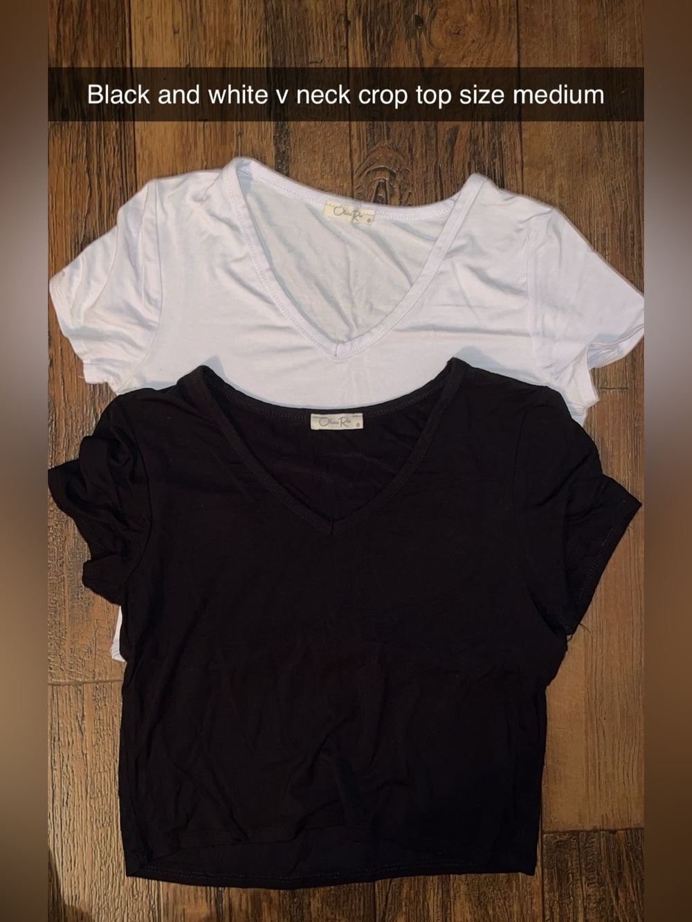 Crop V-Neck Tee Duo - Black & White